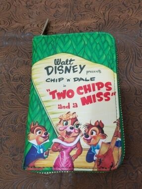 Loungefly Disney Archives Chip And Dale Green Small Zip Wallet Clarice